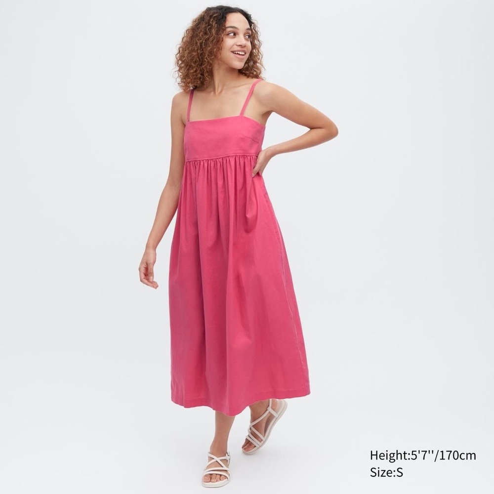 Uniqlo Linen-Blend Gathered Camisole Dress